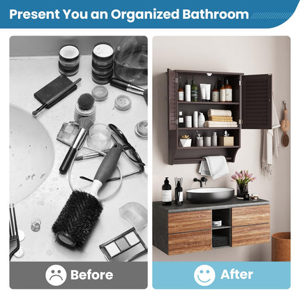 Dreamade Bathroom Cabinet Wall Mounted - Hanging Medicine Cabinet with 2 Louvered Doors