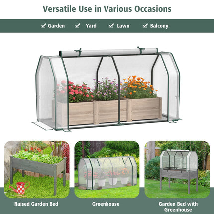 Dreamade Mini Portable Greenhouse - for Raised Garden Bed, 47.5”x 21.5”x 24” Green House with PE Cover Zipper Door