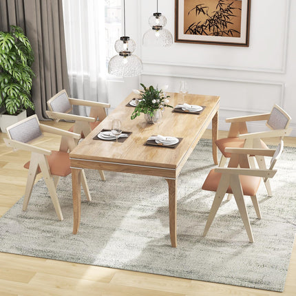 Dreamade Wooden Dining Chairs Set of 2, Mid Century Upholstered Kitchen Chairs w/Leathaire Seat Cushions