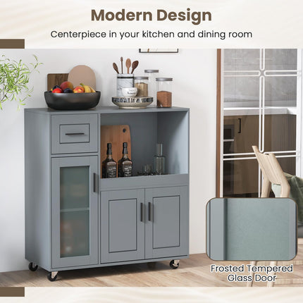 Dreamade Kitchen Island with Storage, Kitchen Cart with Wheels