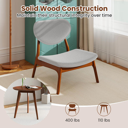 Dreamade Lamb Velvet Fabric Upholstered Living Room Chairs with Side Table