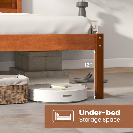 Dreamade Wood Full Platform Bed with Headboard