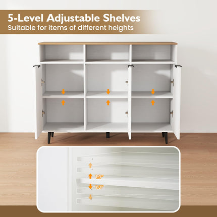 Dreamade Sideboard Cabinet - 47” Buffet Cabinet with Storage Compartments, Countertop