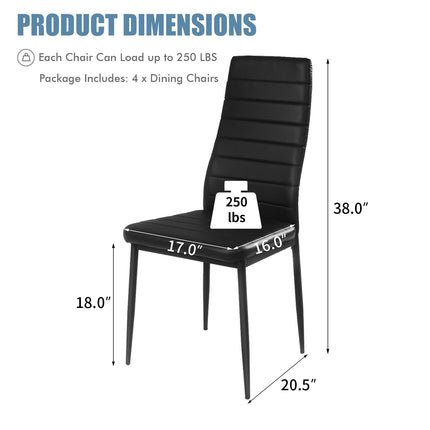 Dreamade Set of 4 Dining Chairs, Upholstered Dining Side Chairs with Stain-Proof PVC Leather