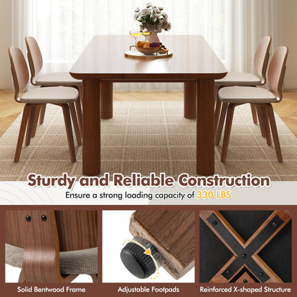 Dreamade Wooden Dining Chairs Set of 2/4 Chenille Fabric Upholstered Kitchen Chair w/Bentwood Frame