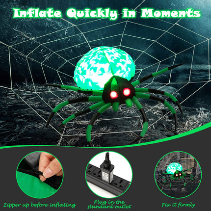 DREAMADE Giant Lighted Halloween Inflatable Spider with Detachable Cobweb