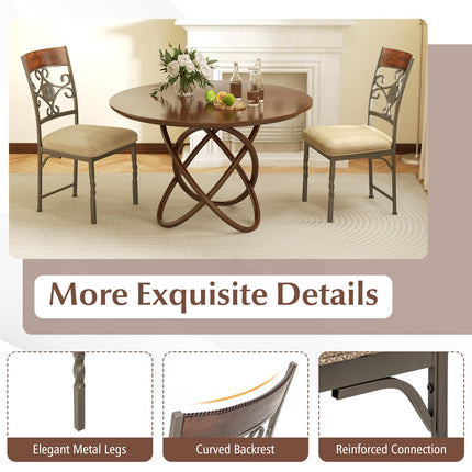Dreamade Upholstered Dining Chair Set, Vintage Metal Dining Chairs with Soft Padded Seat Cushion