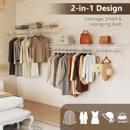 Dreamade 6 ft Wall Mounted Closet Shelf with Hanging Rod