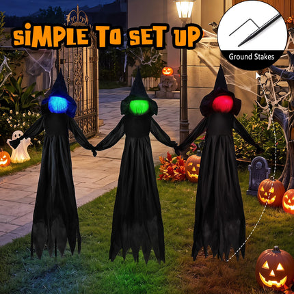 DREAMADE 4.3 ft 3 Pack Halloween Light Up Witches