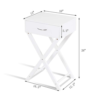 Dreamade Nightstand with Drawer X-Shaped Design Sofa Side Table