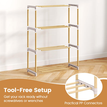 Dreamade 4-Tier Stackable Pine Wood Shoe Rack for entryway