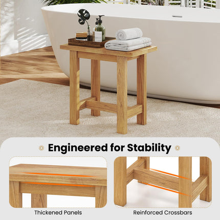Dreamade Teak Shower Bench Stool with Waterproof Spa Bath Seat for Seniors 20''L x 11''W x 18.5''H