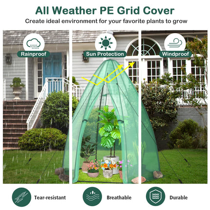 Dreamade Portable Walk-in Greenhouse - 5.5’x5.5’x6’ PE Cover, Roll-up Zippered Door, Window