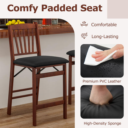 Dreamade Folding Bar Stools Set, 24.5" Counter Height Bar Dining Chairs with Back