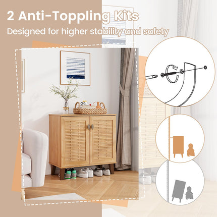 Dreamade Shoe Cabinet with Doors, 4-Tier Farmhouse Shoe Storage Cabinet with 3 Adjustable Shelves