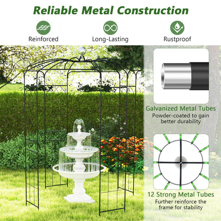 Dreamade Birdcage Shape Gazebo - 9.4' H x 6.8' W Metal Arch Trellis for Climbing Plants Clematis Vines