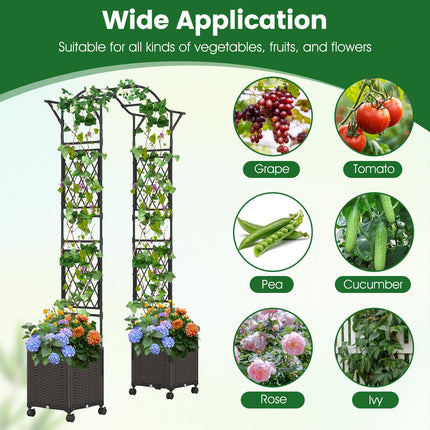 Dreamade 8.2 FT Garden Arch Trellis w/ 2 Self-Watering Planter Boxes