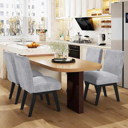 Dreamade Fabric Upholstered Channel Tufted Kitchen Chair w/ 6" Thick Padded Seat & Backrest