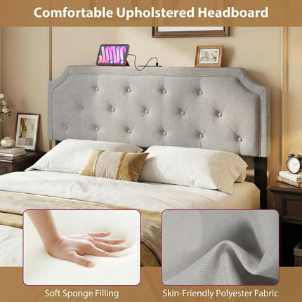 Dreamade Tufted Upholstered Head Board with 2 AC Outlets