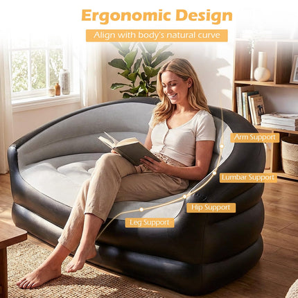 Dreamade Inflatable Loveseat Couch Portable & Foldable 2-Seater Air Sofa(1/2)