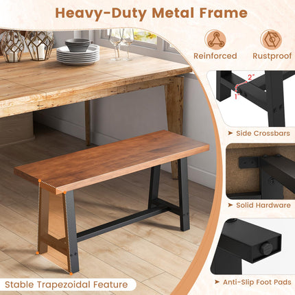 Dreamade 40” Wood Dining Bench, 2 Person Entryway Shoe Bench with Metal Frame, Rectangular End of Bed Bench
