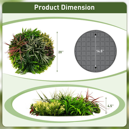 Dreamade 2 Pack Hanging Artificial Plants Panels, 20" Round Framed 3D Greenery Wall Art Decor