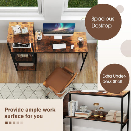 Dreamade Modern Computer Workstation Home Office Desk with Storage Cabinet and Shelves
