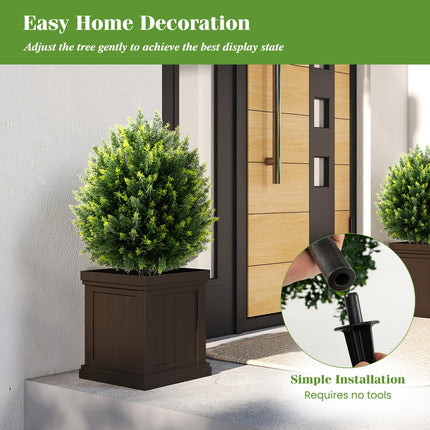 Dreamade 2 Pack Faux Cedar Bushes with Ground Spike Sun-Protective Fake Shrub Plants