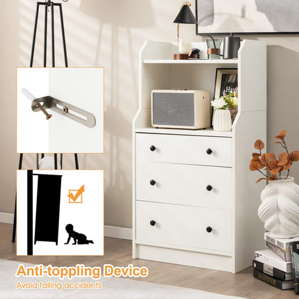 Dreamade 3 Drawers Dresser for Bedroom - Modern Storage Dresser Chest of Drawers with 2 Shelves, 3 Pull-Out Drawers