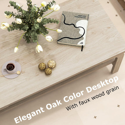 Dreamade 2-Tier Coffee Table with Storage, 47” Mid Century Rectangle Accent Table with Open Shelf