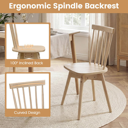 Dreamade Windsor Mid Century Rubber Wood Kitchen Chairs with Swivel Seat & Spindle Back (2/4)