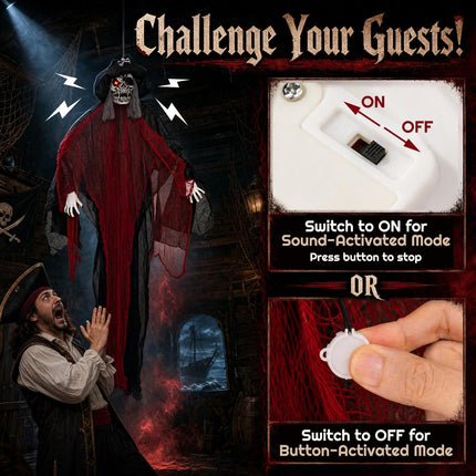 DREAMADE 9.4 ft Halloween Hanging Pirate Sound Activated Prop