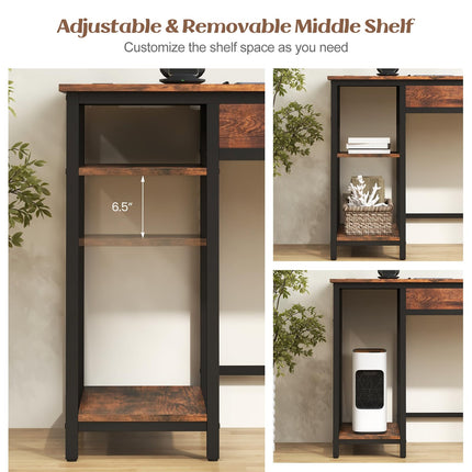 Dreamade Computer Desk with Drawers and Power Outlets