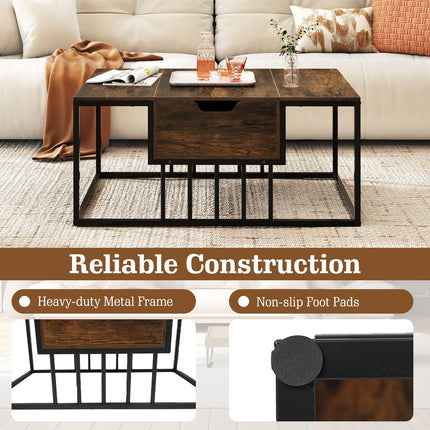 Dreamade Modern Center Table with Hidden Storage Compartment