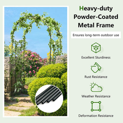 Dreamade Garden Arbors Trellises, 7.2FT Metal Garden Arch for Climbing Plants Roses