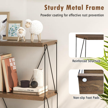 Dreamade 3-Tier Open-Back Bookshelf, Freestanding Display Rack, Metal Frame Storage Shelf