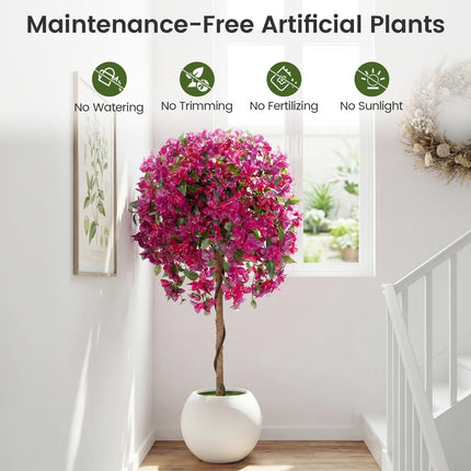 Dreamade 2 Pack Artificial Azalea Trees with Vivid Blooming Flowers for Indoor Outdoor Decor