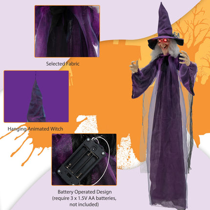DREAMADE 6 FT Halloween Animatronic Hanging Sound Activated Witch