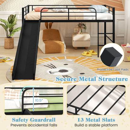 Dreamade Low Loft Bed with Slide