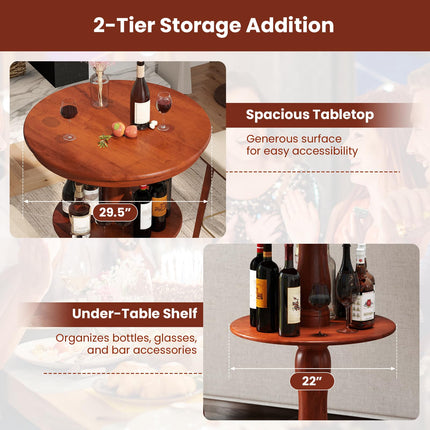 Dreamade 2 Tier Tall Round Dining Table with Pedestal Base