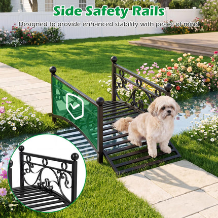 Dreamade 3.3 FT Garden Metal Bridge with Dual Patterned Side Rails