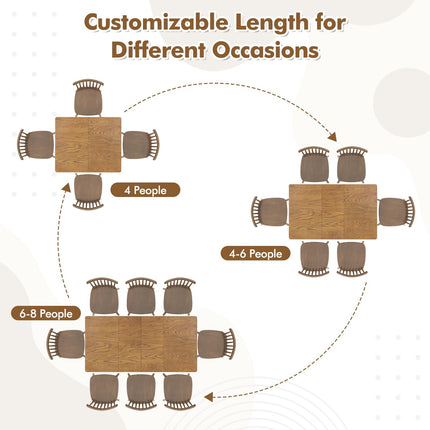 Dreamade Extendable Dining Table for 4-8 People, Large Folding Kitchen Table with Rubber Wood Legs, 220 Lbs Capacity