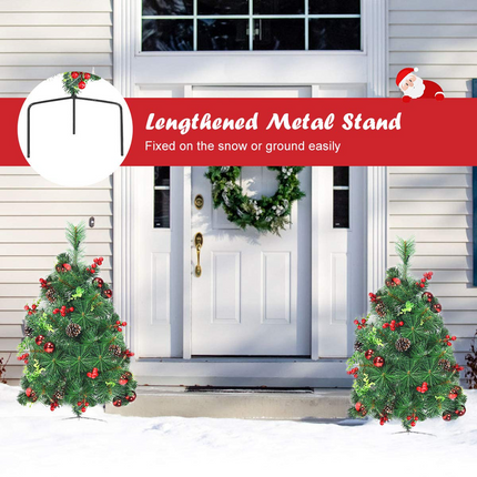Dreamade Set of 2 Pathway Christmas Trees, 2FT Pre-Lit Artificial Xmas Trees - DreamadeUS