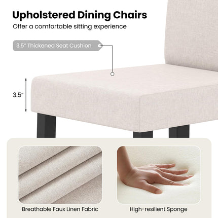 Dreamade Upholstered Dining Chair Set of 2/4 Mid Century Modern Fabric Kitchen Chairs with Thick Padded Seat