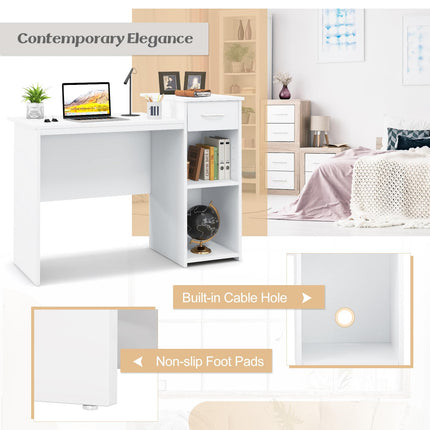 Dreamade Computer Desk with Storage, Modern PC Laptop Table with Printer Shelf
