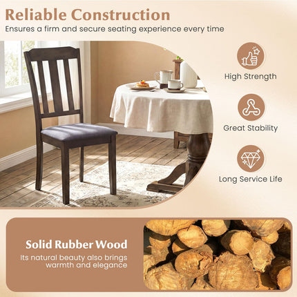 Dreamade Rubber Wood Dining Room Chairs with Comfortable Backrest & Padded Seat