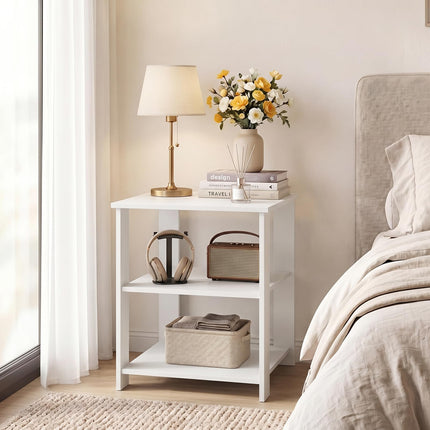 Dreamade 16" Square 3-Tier Wooden Sofa Couch End Table with Open Storage Shelves (1/2)