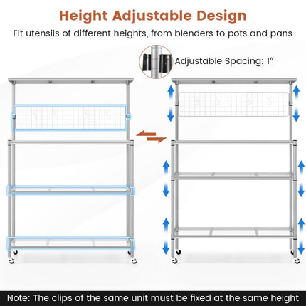 Dreamade 4-Tier Microwave Stand, Microwave Cart with Adjustable Shelves