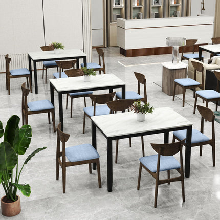 Dreamade Wooden Dining Chairs Set of 2/4 Linen Fabric Upholstered Kitchen Chairs