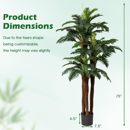 Dreamade 6.3 ft Tall Fake Tropical Plant with 45 + 3 Adjustable Leaves 3 Real Barks & Moss (2 Pack)